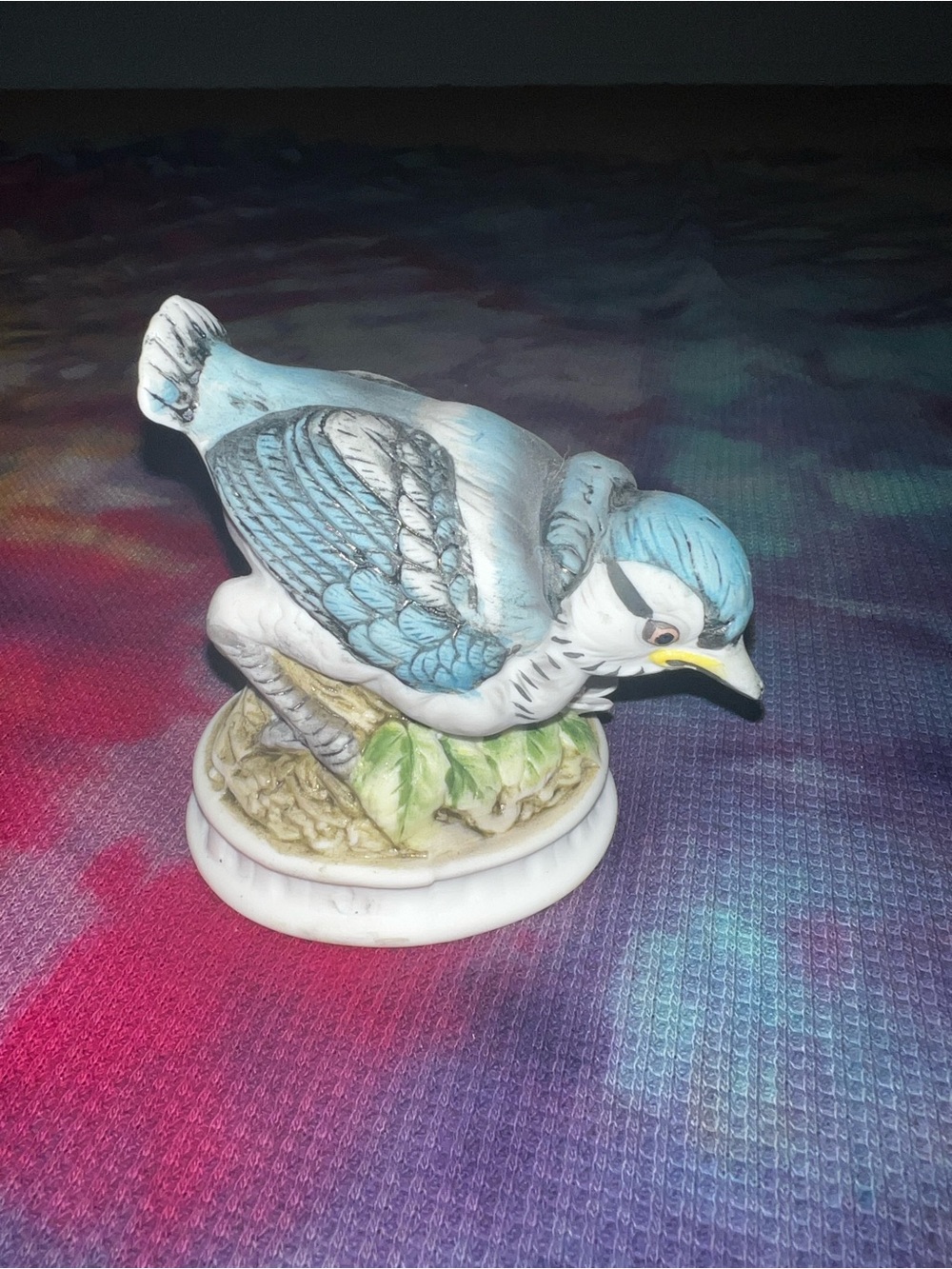VTG Porcelain Hand Painted Lefton China Japan Blue Jay Woodland Bird Figurine